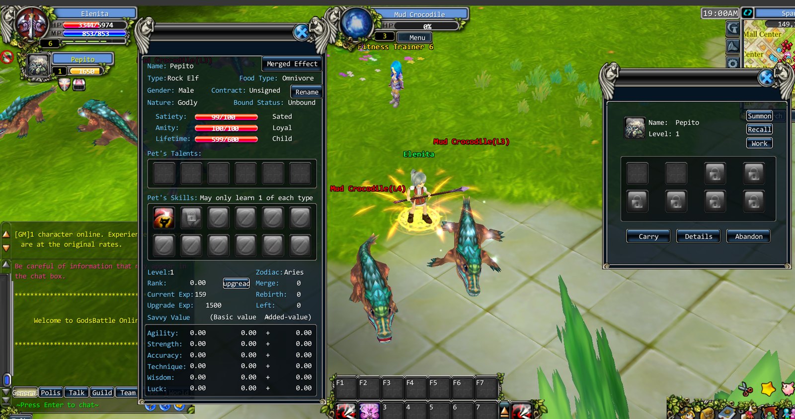 The pet detail window, the pet list, and the merge preview window open at once